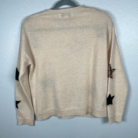 MAGASCHONI cream novelty star animal print cashmere crew neck sweater medium - Picture 8 of 10